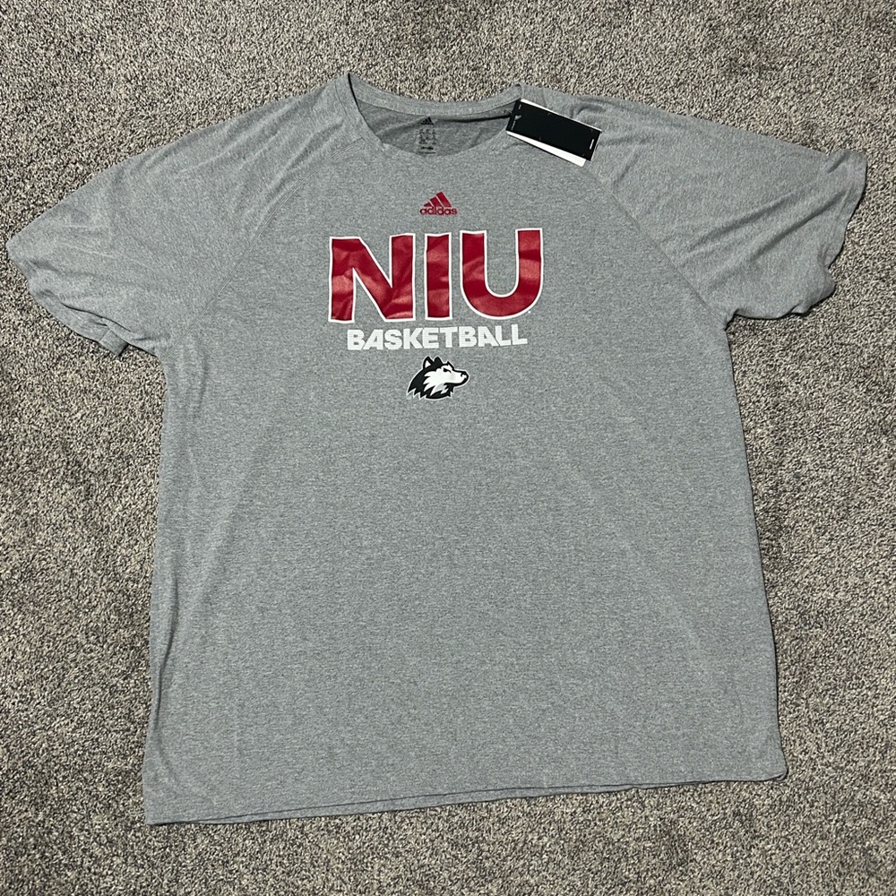 Adidas Gray and Red NIU Basketball Tee